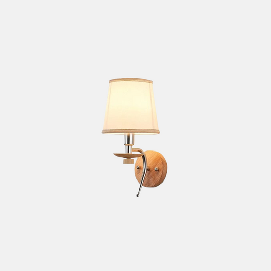 Modern Wandlampe LED Zylindrisch Beige Stoff Holz Schlafzimmer