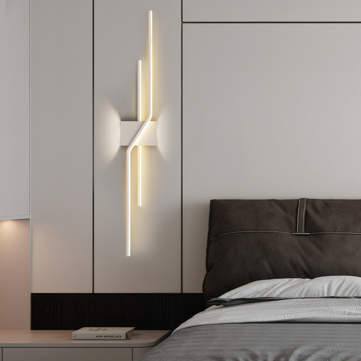 Moderne Wandleuchte LED Linear Schwarz Metall Wohn/Schlafzimmer