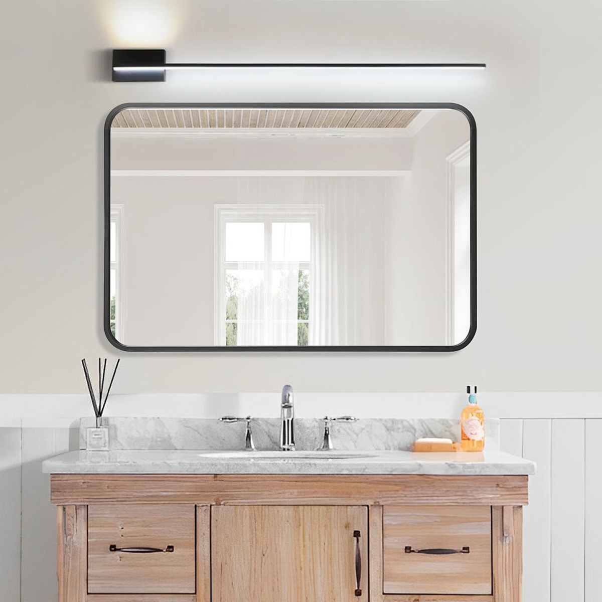 Minimalistisch Wandlampe LED  Linear Schwarz Metall Schlafzimmer