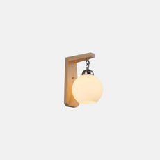 Retro Wandlampe LED Holz Metall Kugel Beige Bad/Scchlafzimmer