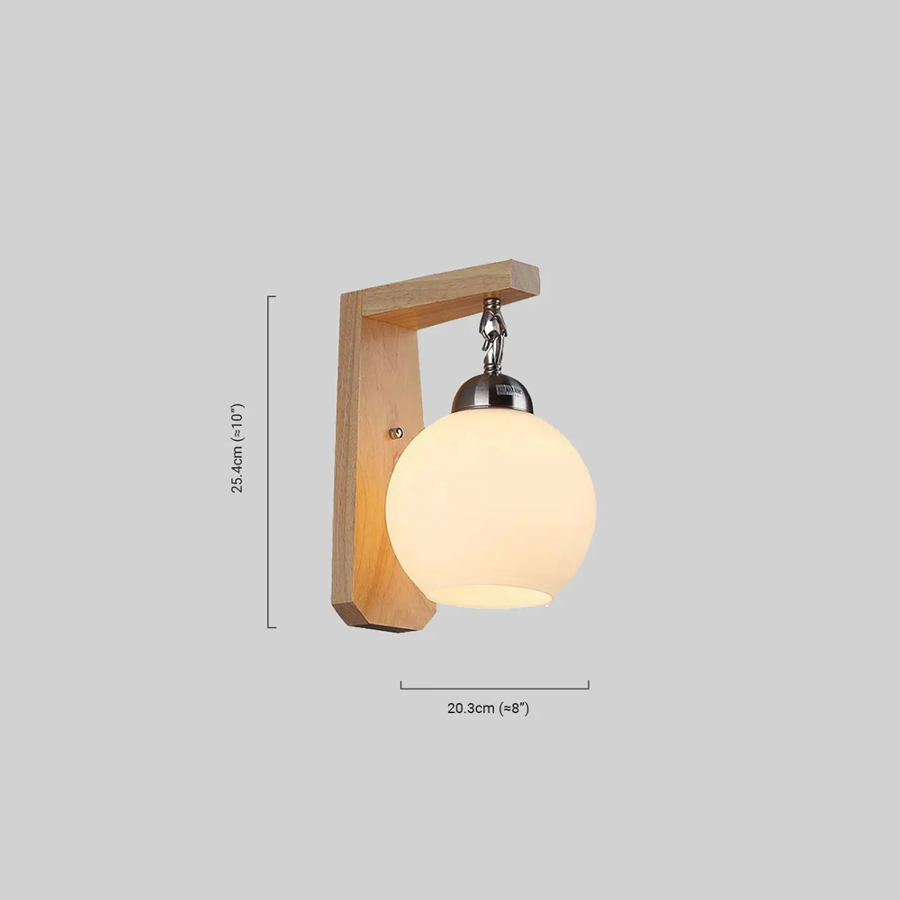 Retro Wandlampe LED Holz Metall Kugel Beige Bad/Scchlafzimmer