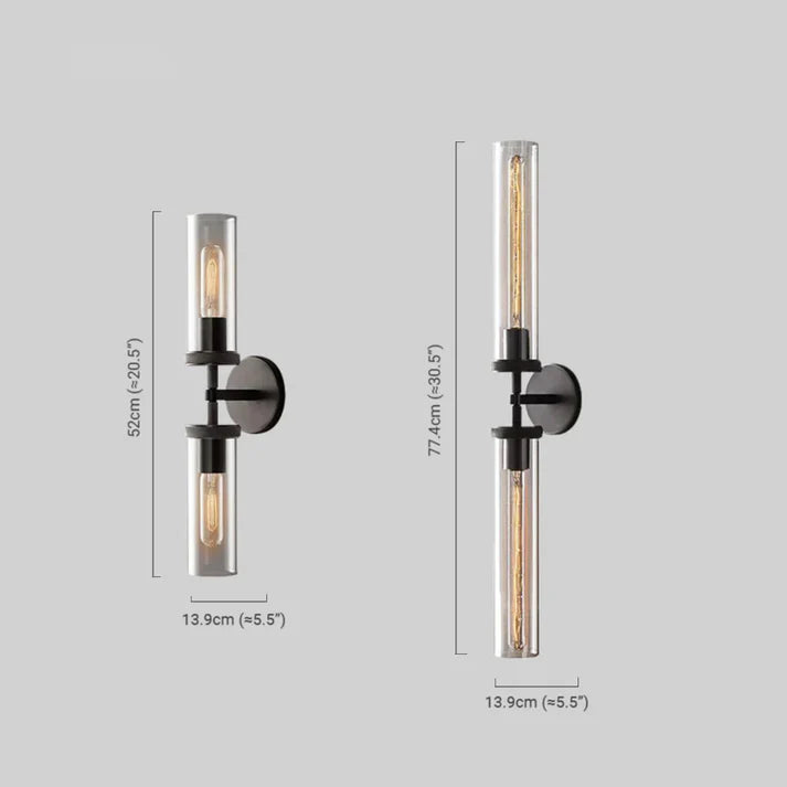 Designer Wandlampe Metall/Glas Schwarz Schlafzimmer