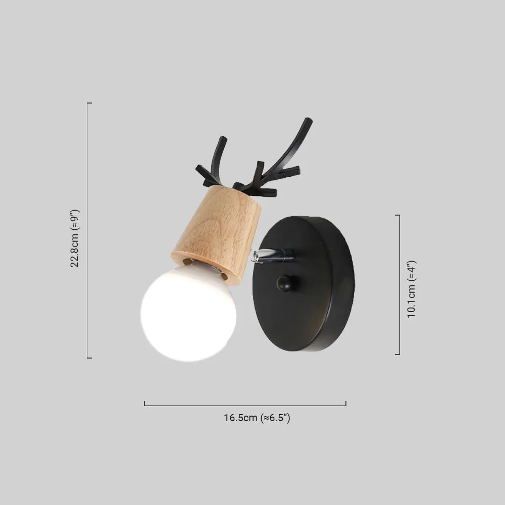 Art Deco Wandleuchte LED Geweih Holz Schwarz Badezimmer