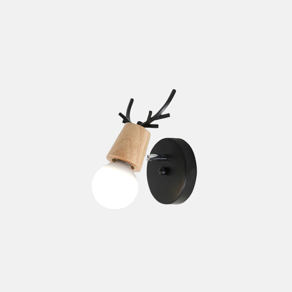 Art Deco Wandleuchte LED Geweih Holz Schwarz Badezimmer