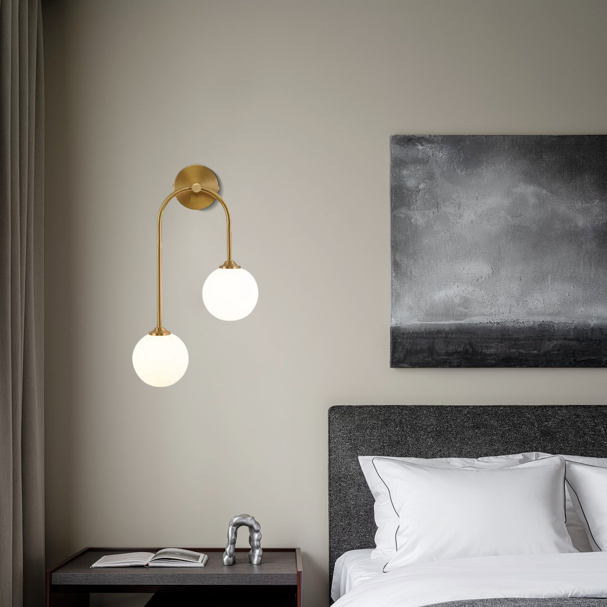 Modern Wandlampe LED Kugel Messing Mentall Schlafzimmer