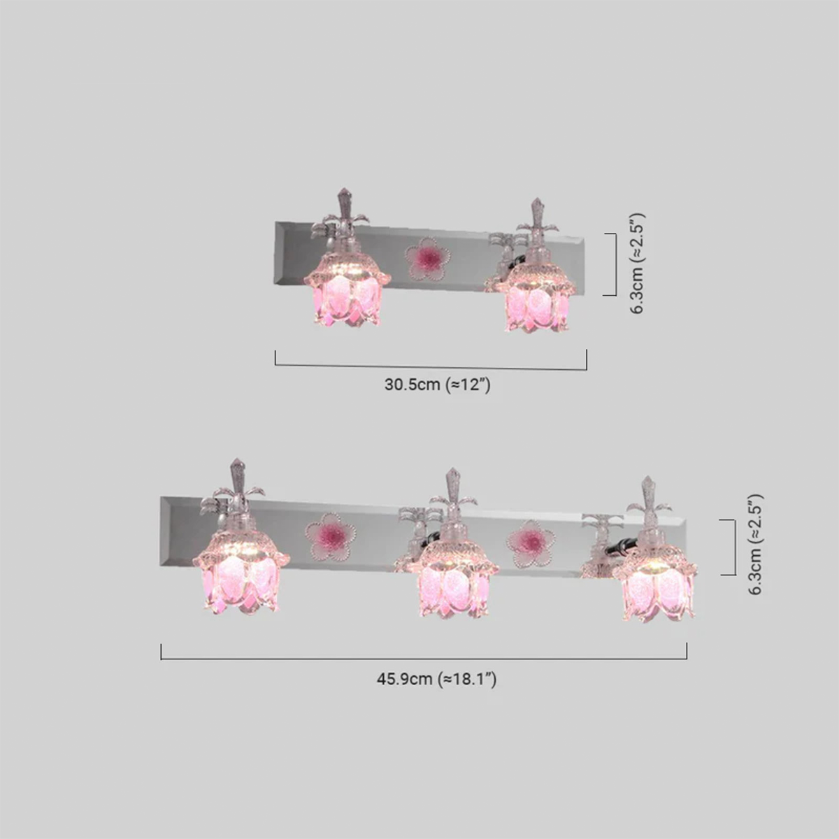 Moderne Wandleuchte LED Rosa Glas Badezimmer/Schlafzimmer