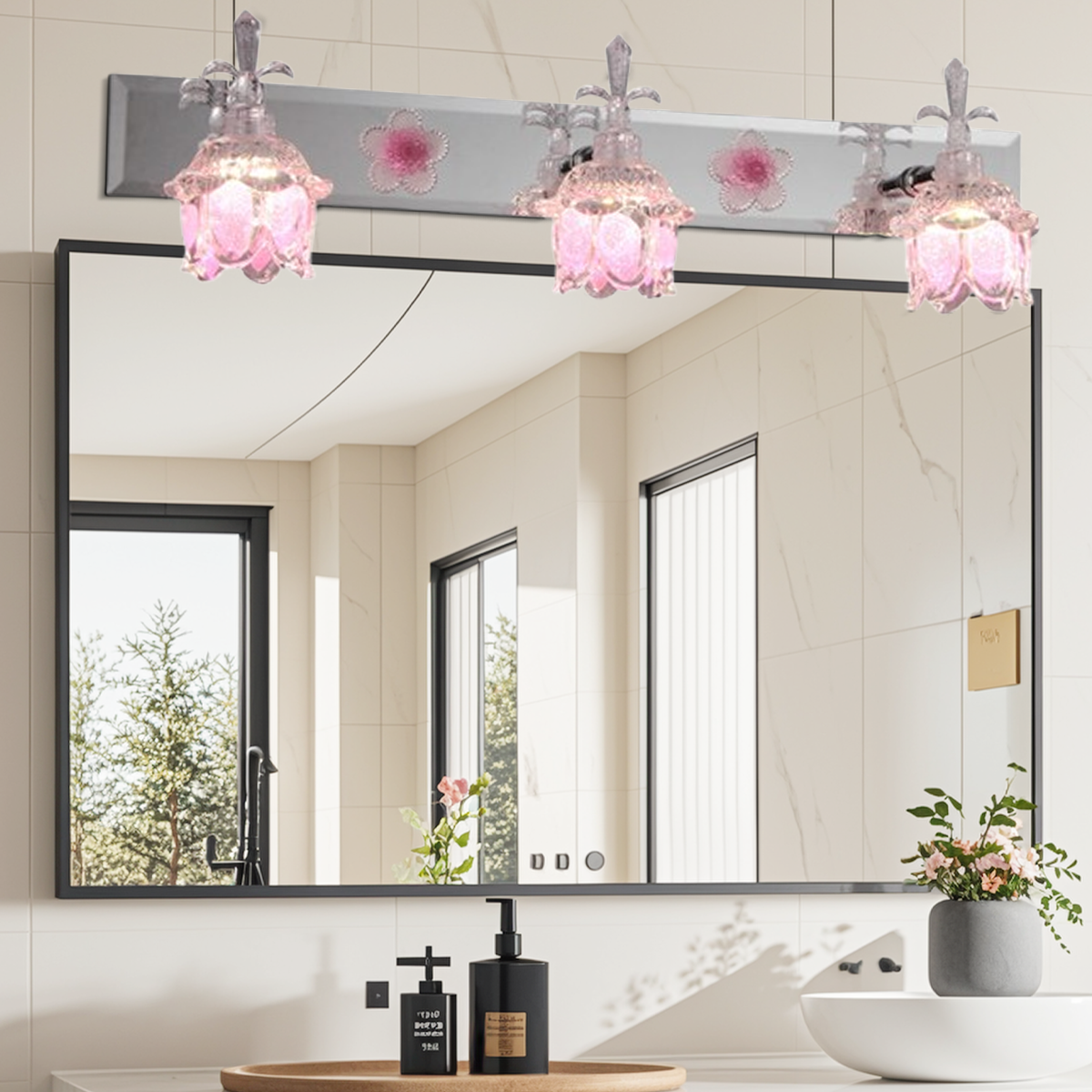 Moderne Wandleuchte LED Rosa Glas Badezimmer/Schlafzimmer