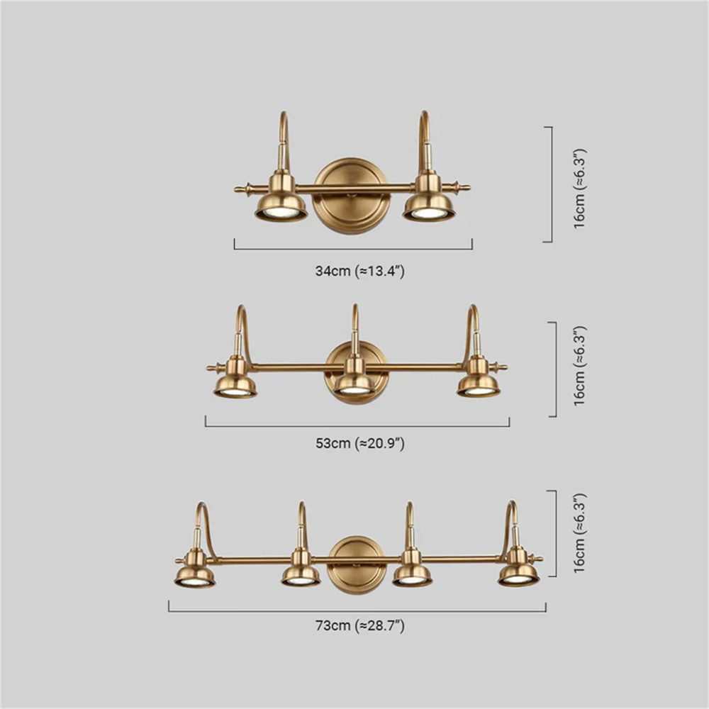 Retro Wandlampe LED Metall Gold Badzimmer