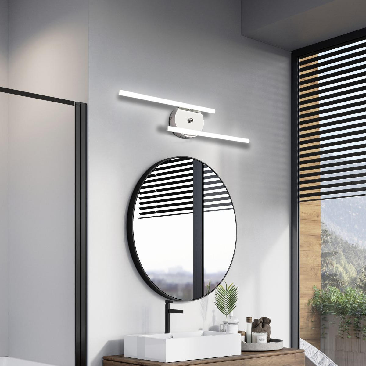 Moderne Wandleuchte Schwarz/Silber Metall Silicagel Linear Badezimmer