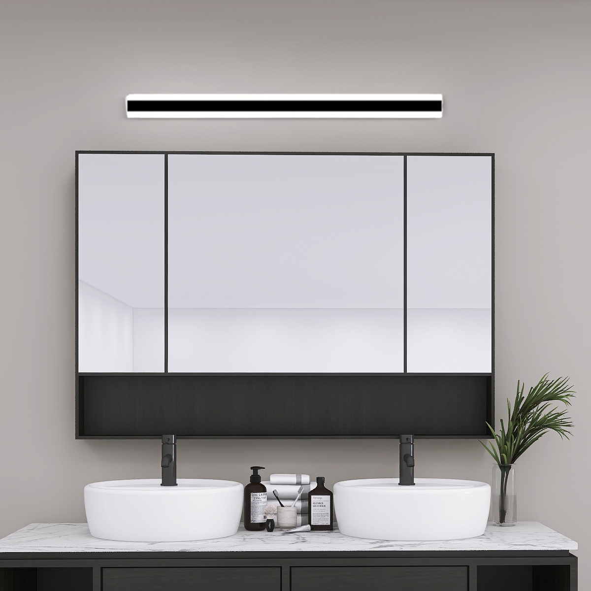 Minimalistisch Wandleuchte LED  Linear Schwarz Metall Badezimmer