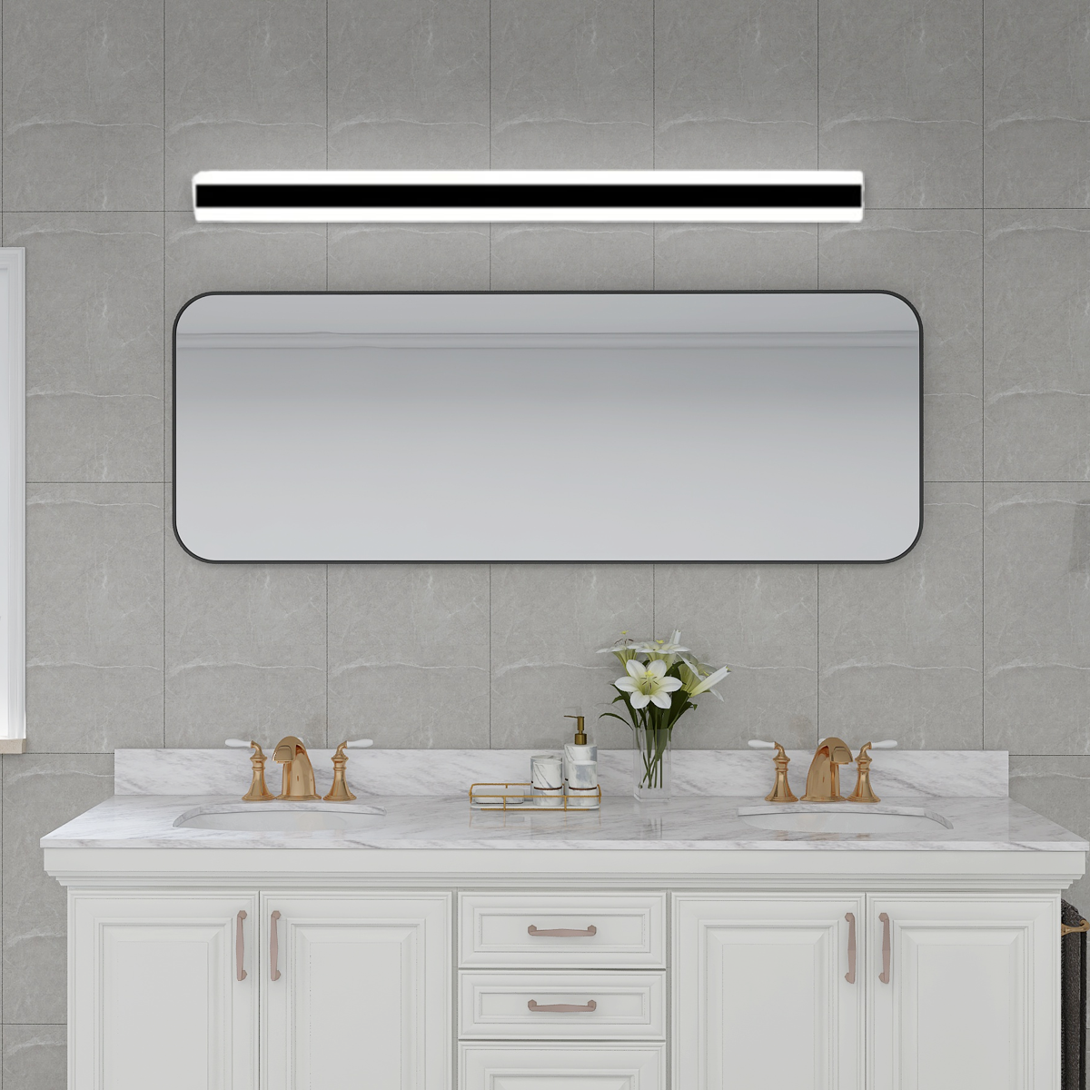 Minimalistisch Wandleuchte LED  Linear Schwarz Metall Badezimmer