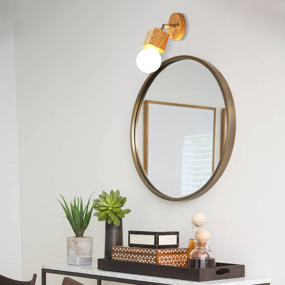 Modern Wandlampe LED Quadratisch Holz Badezimmer
