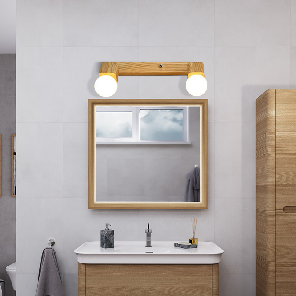 Modern Wandlampe LED Quadratisch Holz Badezimmer