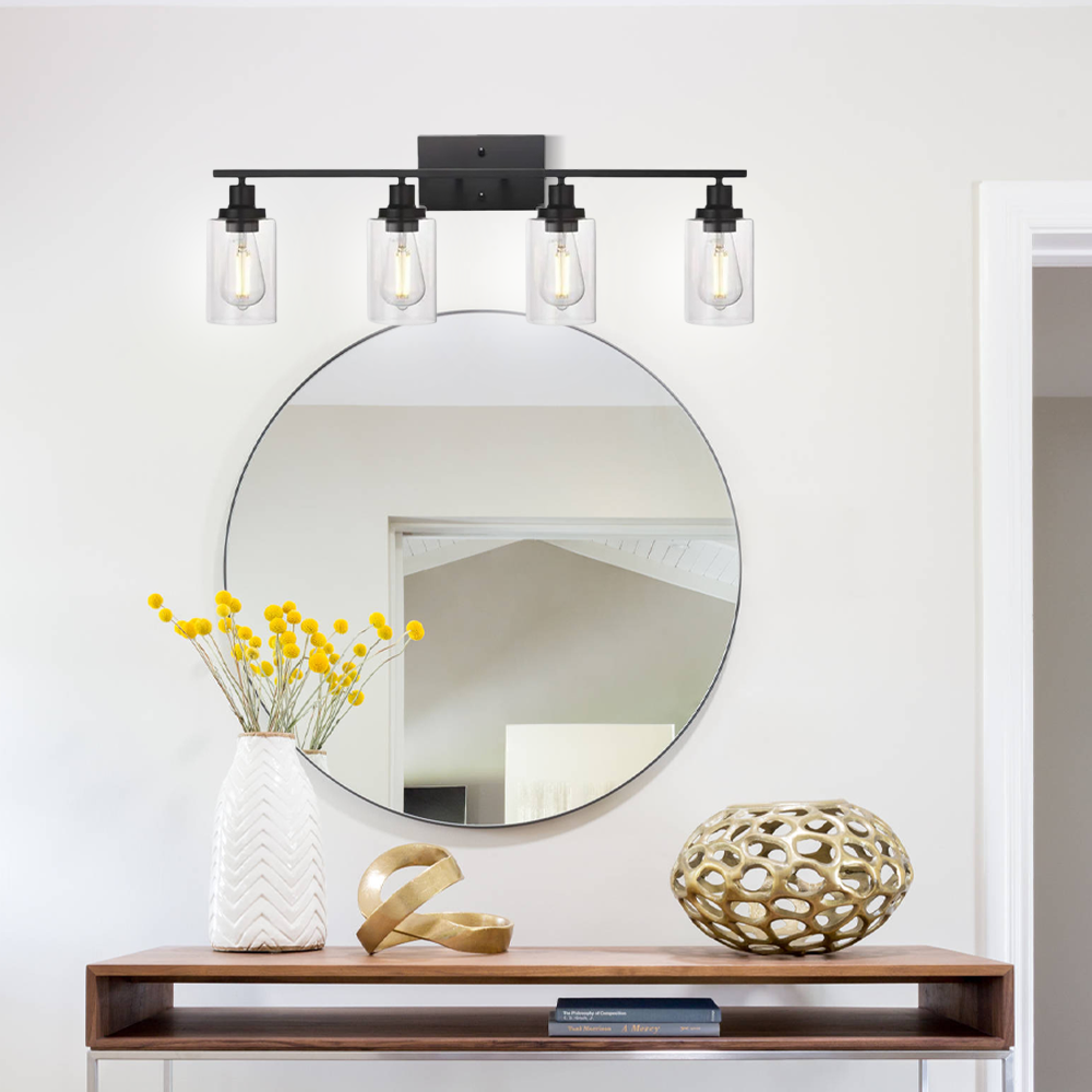  Industrial Wandleuchte LED Metall/Glas Schwarz Badezimmer
