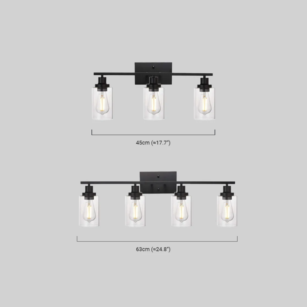  Industrial Wandleuchte LED Metall/Glas Schwarz Badezimmer