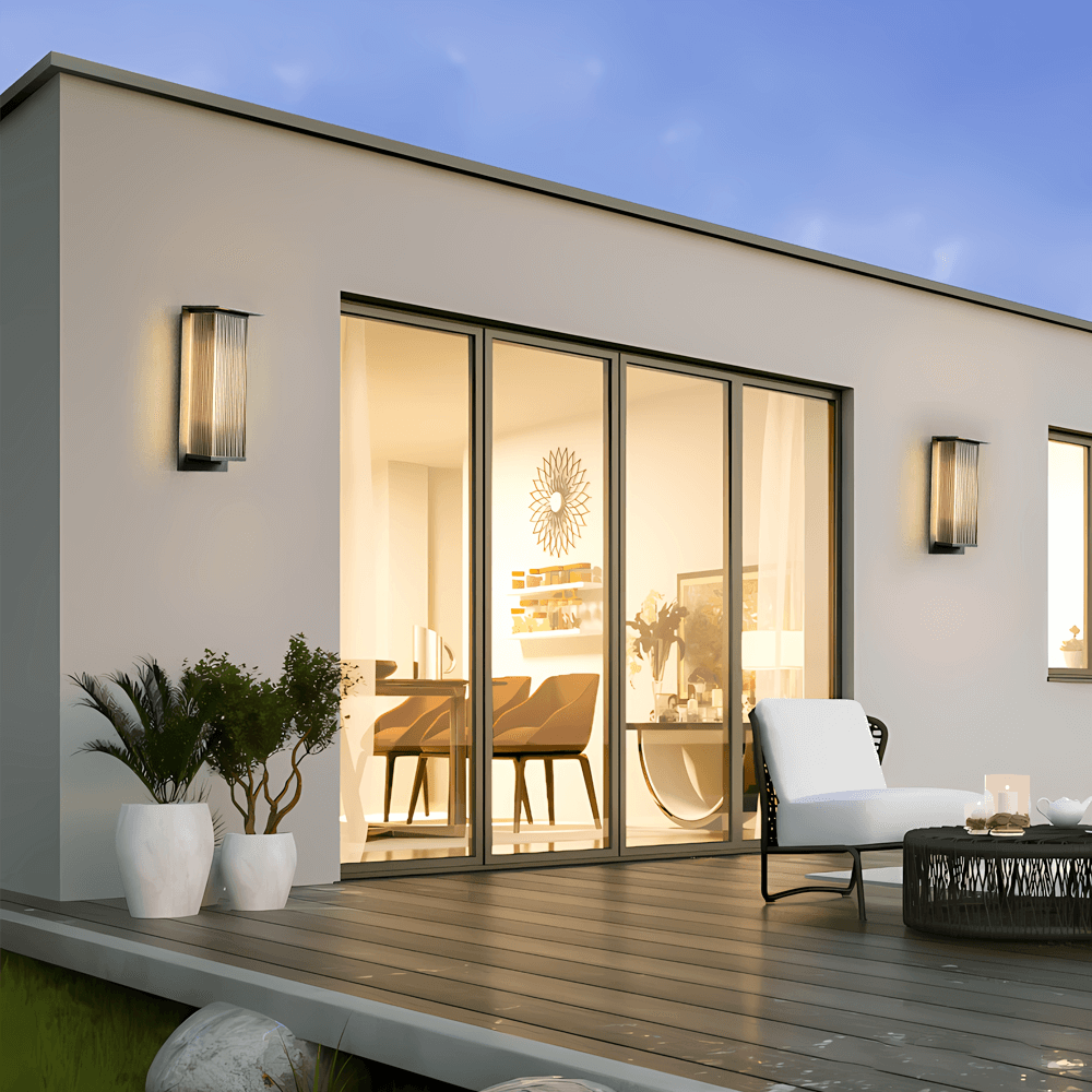 Moderne Außenwandleuchte LED Dunkelgrau Metall/Acryl Garten/Terrasse