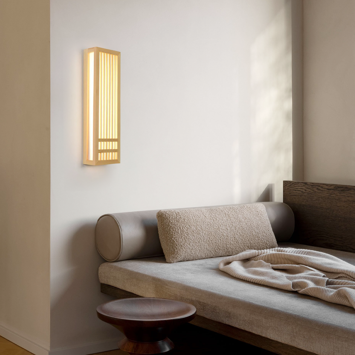 Modern Wandleuchte LED Holz Rechteckig Naturholz Schlafzimmer