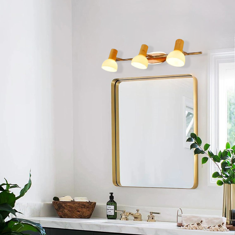 Nordic Wandleuchte LED Holz Kappenförmig Holzfarbe Badezimmer