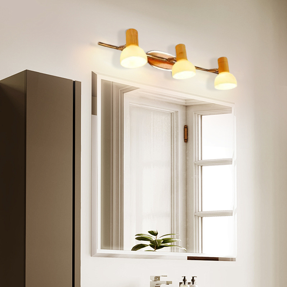 Nordic Wandleuchte LED Holz Kappenförmig Holzfarbe Badezimmer