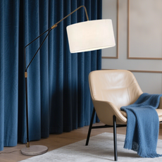 Nordic Stehleuchte LED Zylindrisch Weiß Metall/Stoff Wohnzimmer