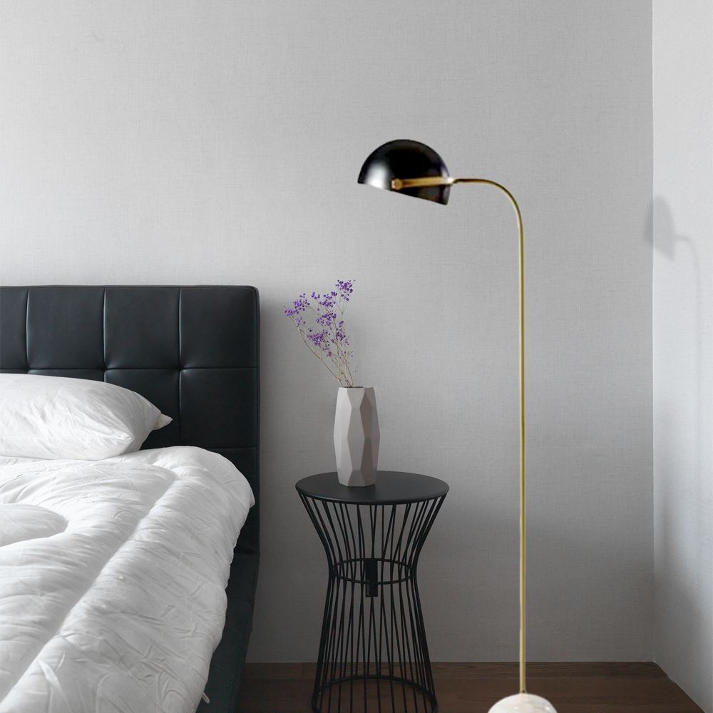 Modern Stehleuchte LED Kugel Schwarz Marmor/Metall Wohnzimmer