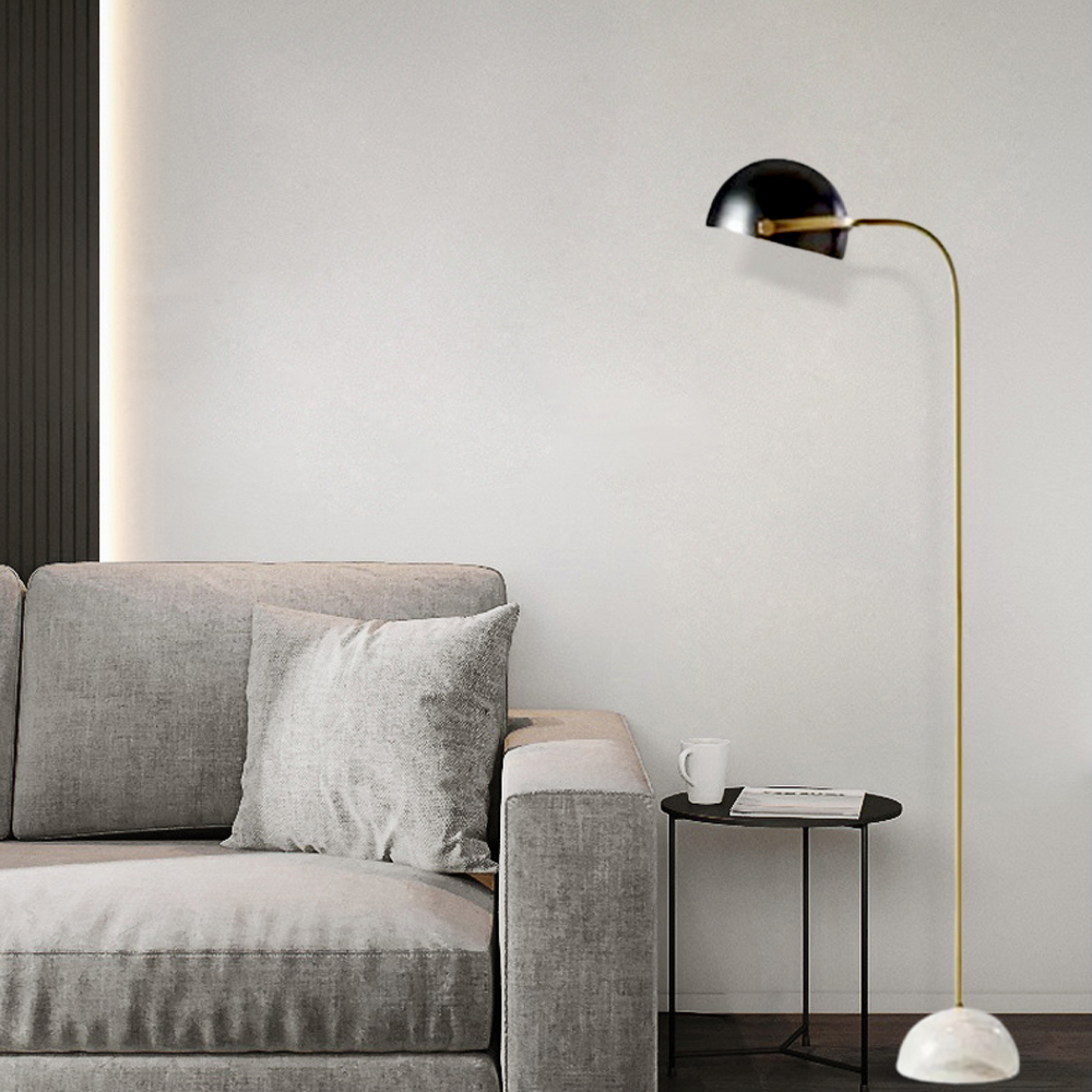Modern Stehleuchte LED Kugel Schwarz Marmor/Metall Wohnzimmer