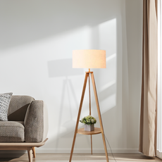 Nordic Stehlampe LED Triangle Beige Holz/Stoff Wohnzimmer