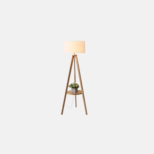 Nordic Stehlampe LED Triangle Beige Holz/Stoff Wohnzimmer