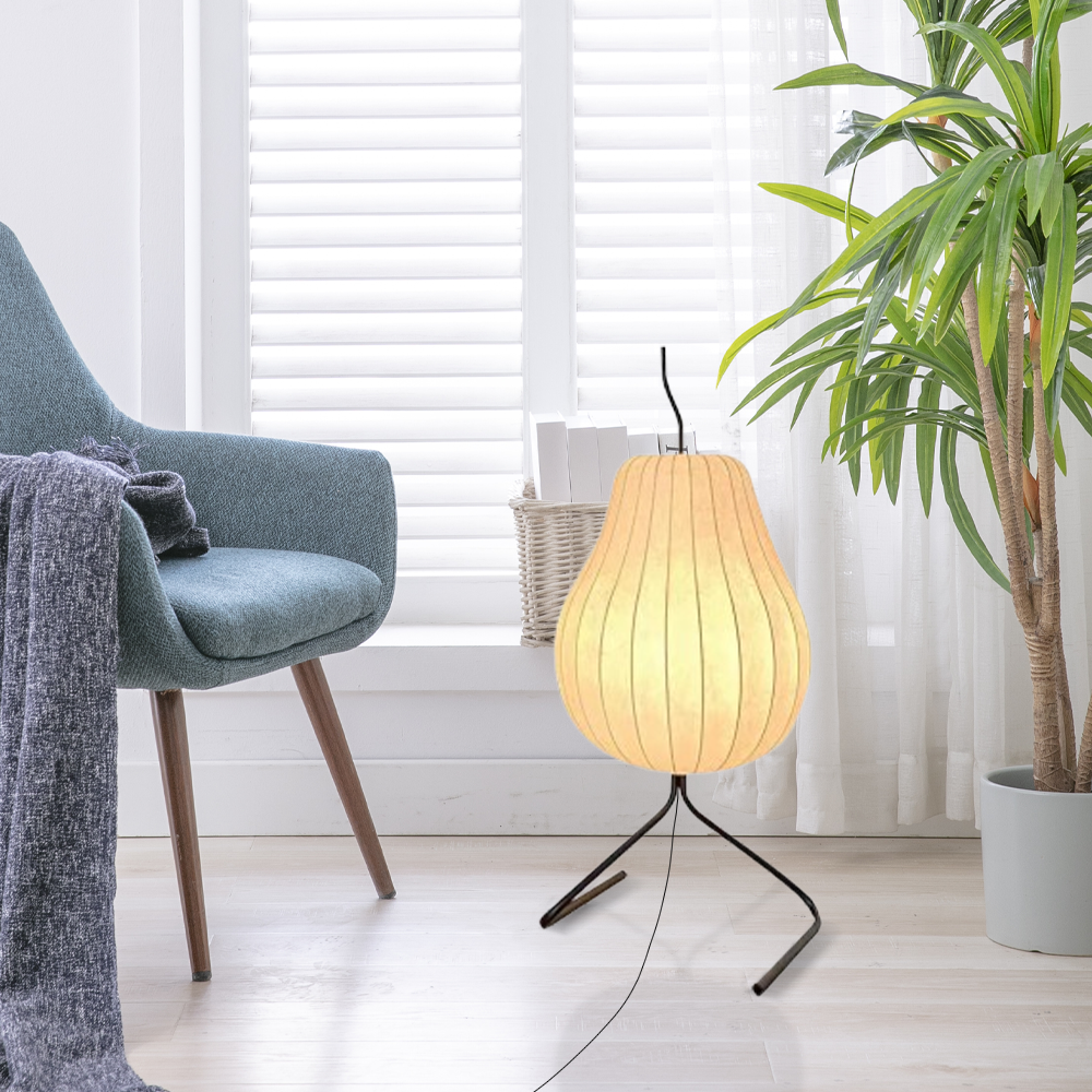Modern Stehleuchte LED Birnenförmig Weiß Stoff/Metall Wohnzimmer