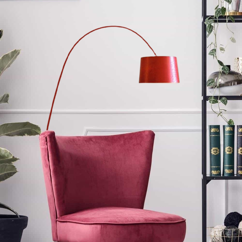 Minimalistisch Stehleuchte LED Bogen Metall Rot