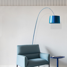 Minimalistisch Stehleuchte LED Bogen Metall Blau 