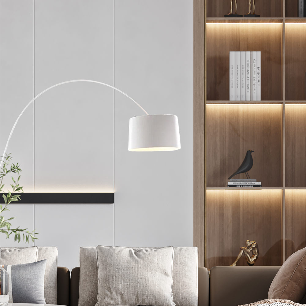 Minimalistisch Stehleuchte LED Bogen Metall Weiß