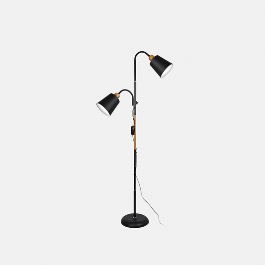 Moderne Stehlampe Schwarz Metall Haube Wohnzimmer