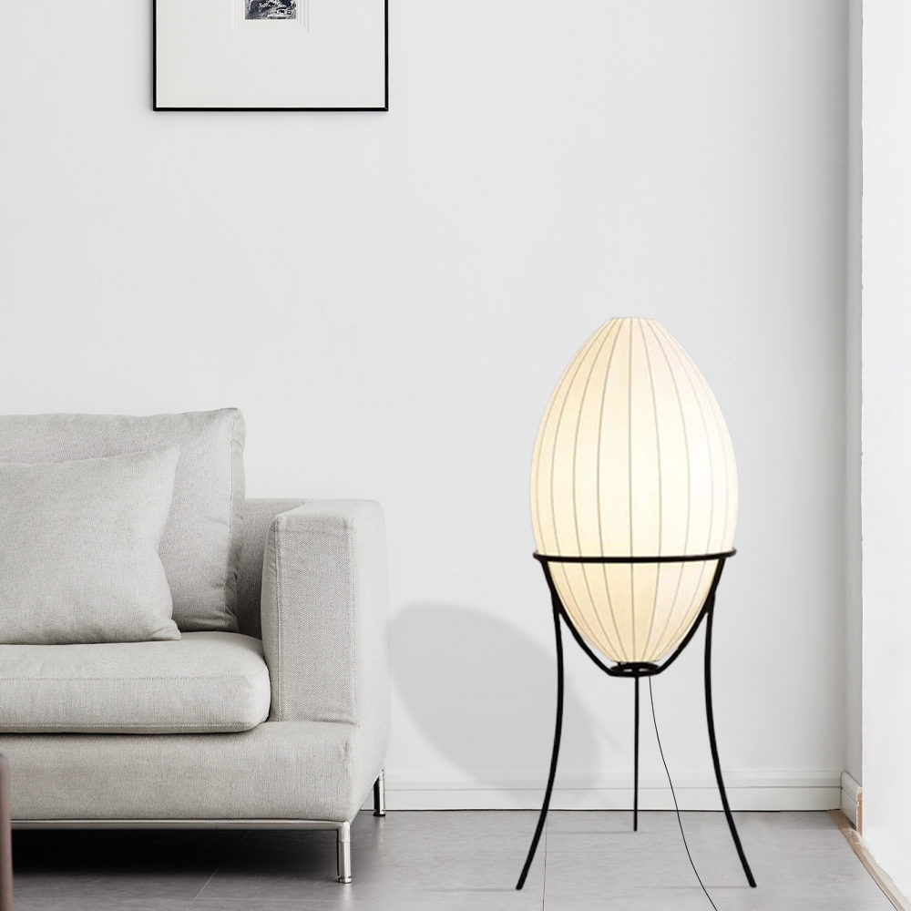 Art Deco Stehleuchte LED Eiförmig Weiß Metall Wohnzimmer