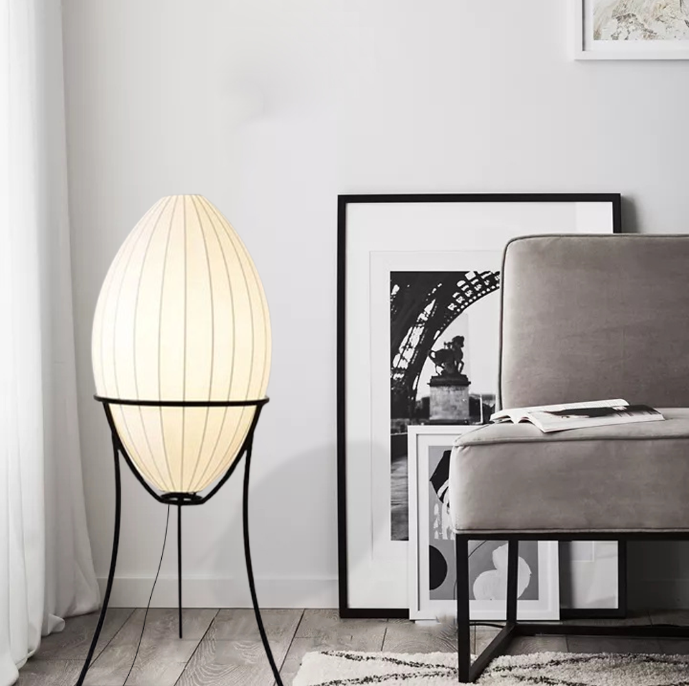 Art Deco Stehleuchte LED Eiförmig Weiß Metall Wohnzimmer