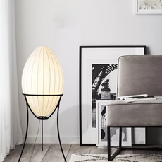 Art Deco Stehleuchte LED Eiförmig Weiß Metall Wohnzimmer