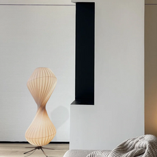 Art Deco Stehleuchte LED Weiß Metall/Stoff 
