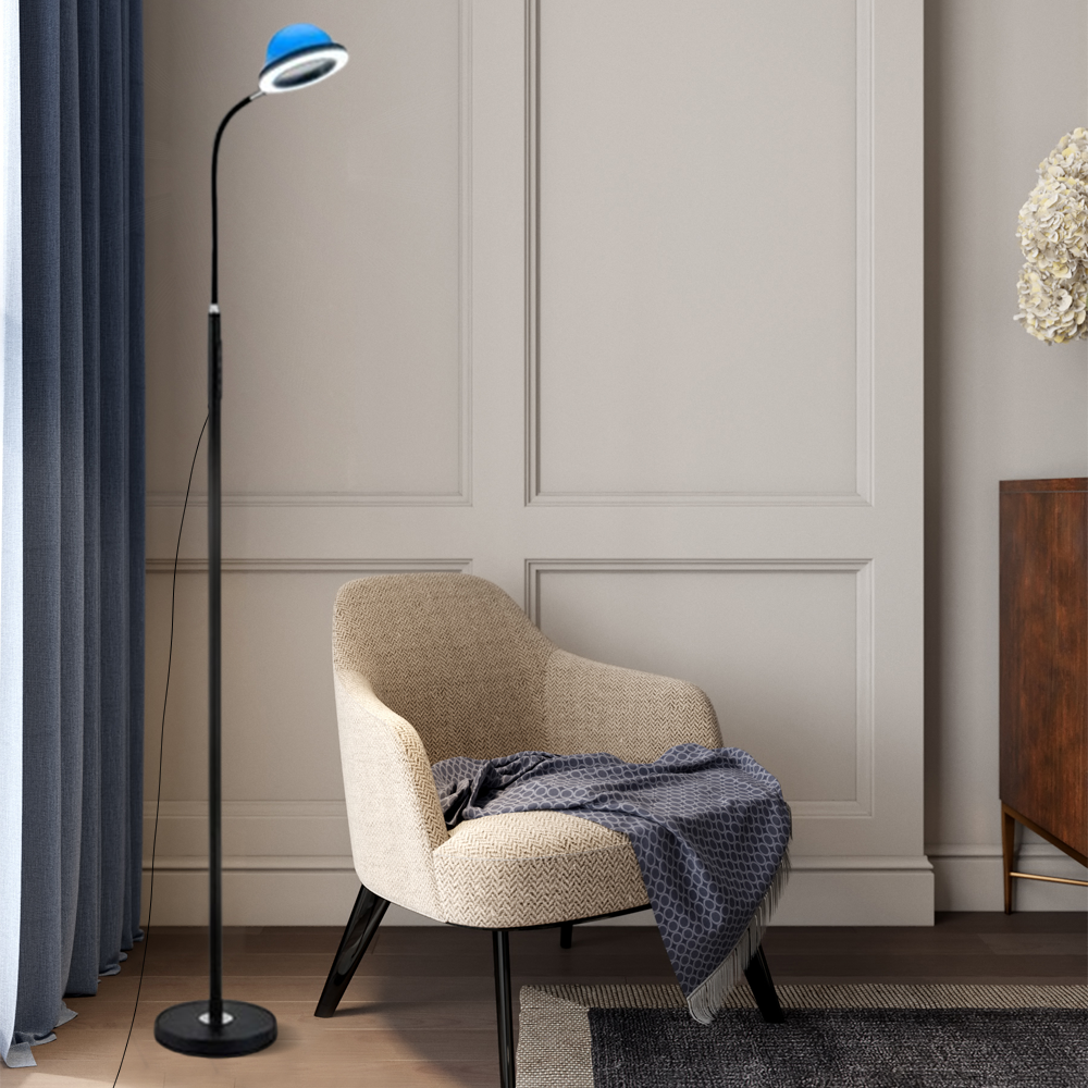 Moderne Stehleuchte Schwarz Metall Acryl Runde Schlafzimmer