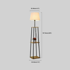 Moderne Stehlampe Schwarz Metall Stoff Haube Wohnzimmer
