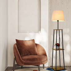 Moderne Stehlampe Schwarz Metall Stoff Haube Wohnzimmer