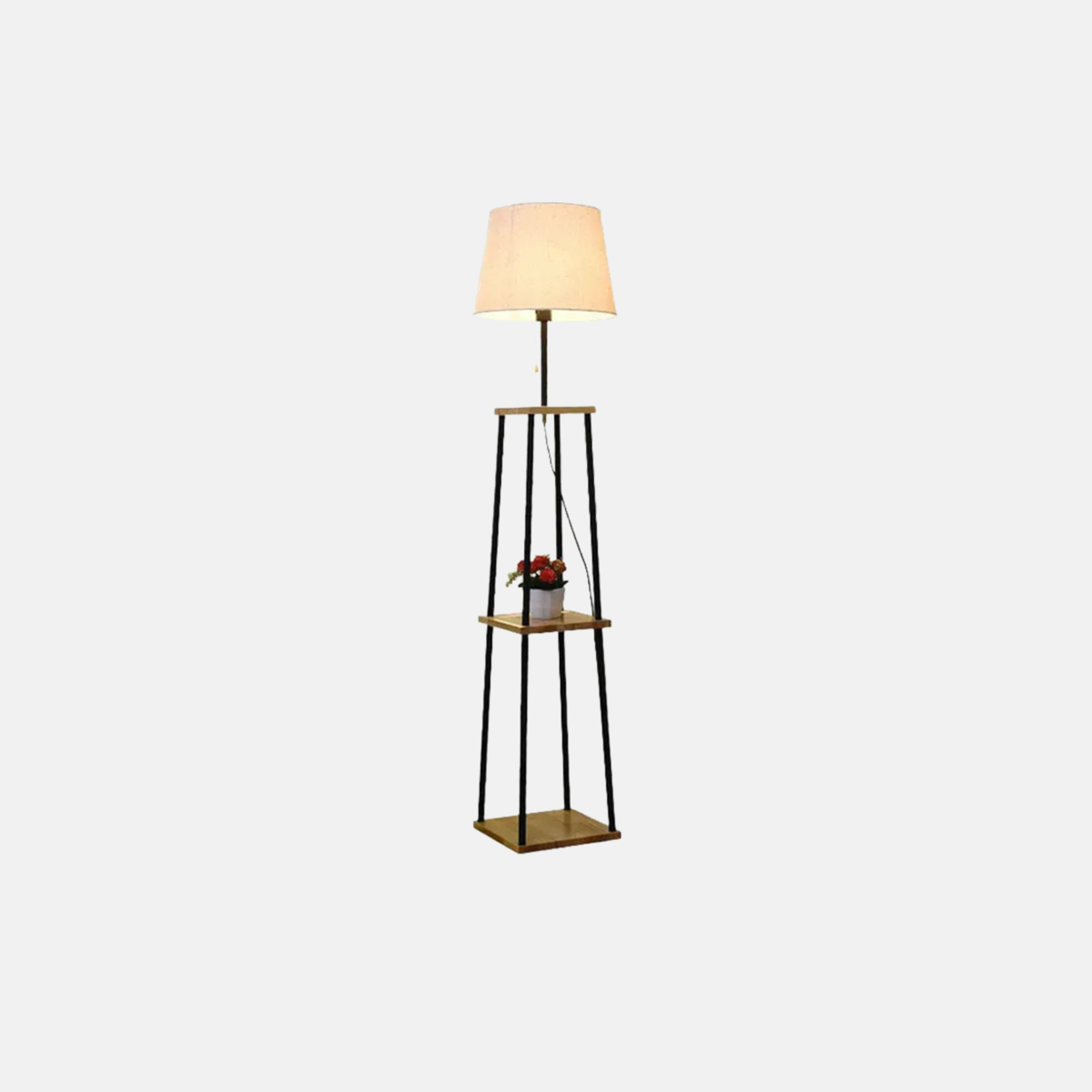 Moderne Stehlampe Schwarz Metall Stoff Haube Wohnzimmer