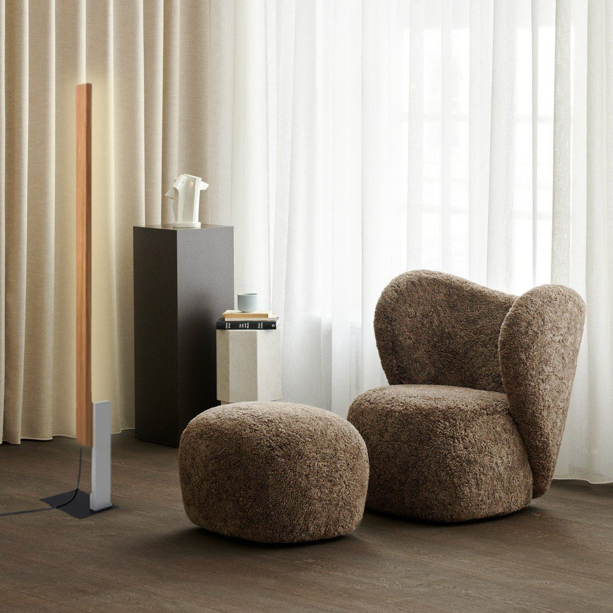 Minimalistisch Stehlampe LED Linear Holz 4 Farben Wohnzimmer