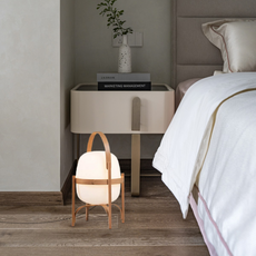  Modern Stehlampe LED Laterne Weiß Holz/Glas Wohnzimmer