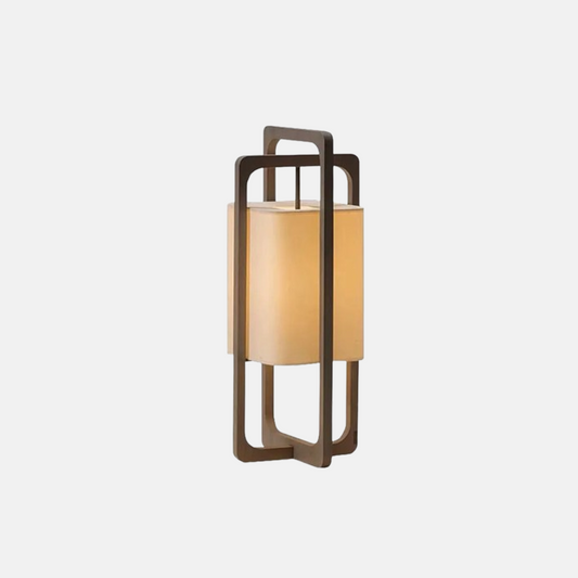 Retro Stehlampe LED Rectangular Holz/Stoff Beige Wohnzimmer