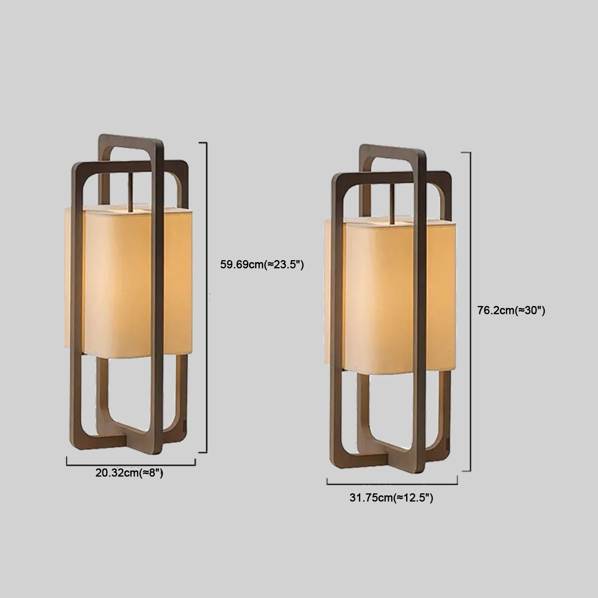 Retro Stehlampe LED Rectangular Holz/Stoff Beige Wohnzimmer