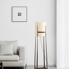 Modern Stehleuchte LED Stoff Zylindrisch Weiß neben dem Sofa