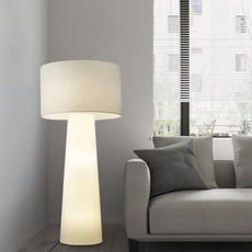 Minimalistisch Stehleuchte Weiß Metall Stoff Zylindrisch Schlafzimmer