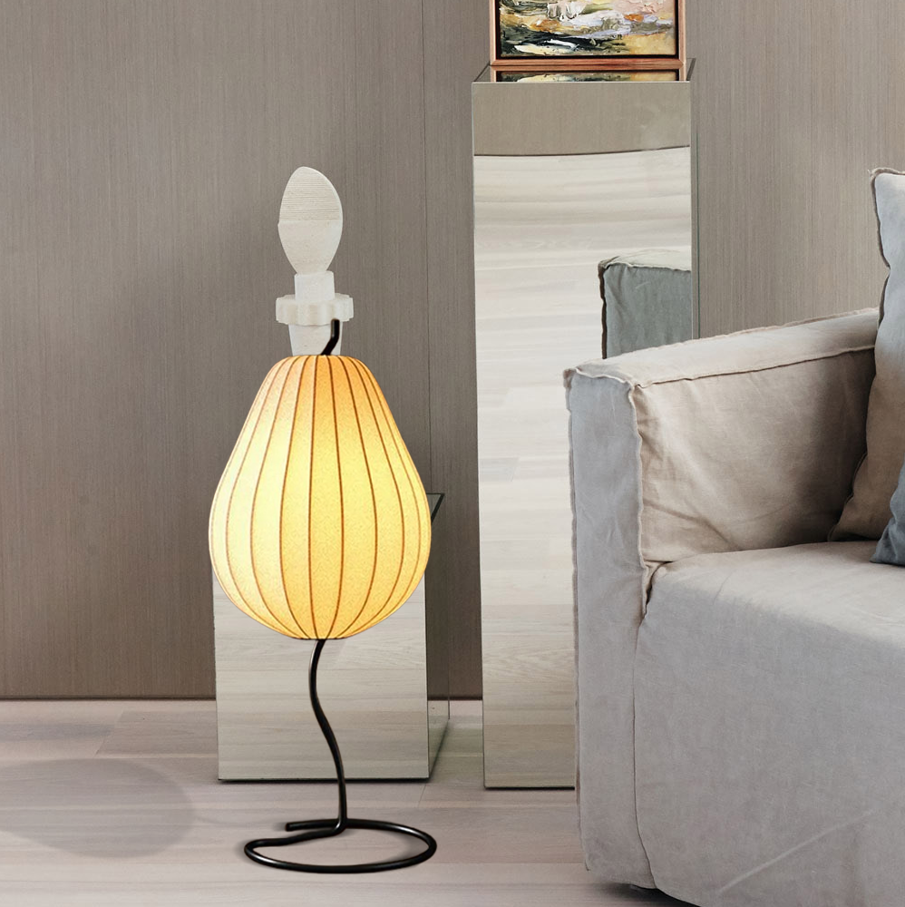 Retro Stehleuchte LED Birnenförmige Weiß Metall/Stoff Wohnzimmer