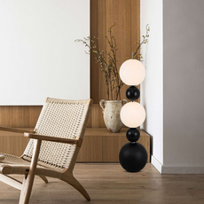 Moderne Stehlampe LED Kugel Harz Glas Schwarz/Weiß Wohnzimmer