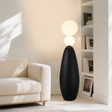 Moderne Stehlampe LED Kugel Harz Glas Schwarz/Weiß Wohnzimmer
